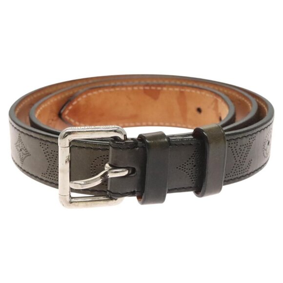 LOUIS VUITTON Mahina Ceinture Perfo Belt Leather Gray LV Auth - Picture 13 of 16